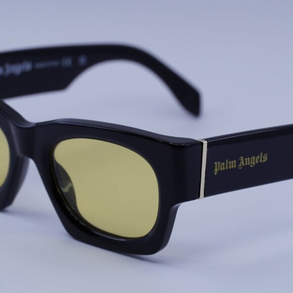 Palm Angels PERI089 BODIE 1018 Sunglasses Black Cat Eye Frame, Yellow Lenses
